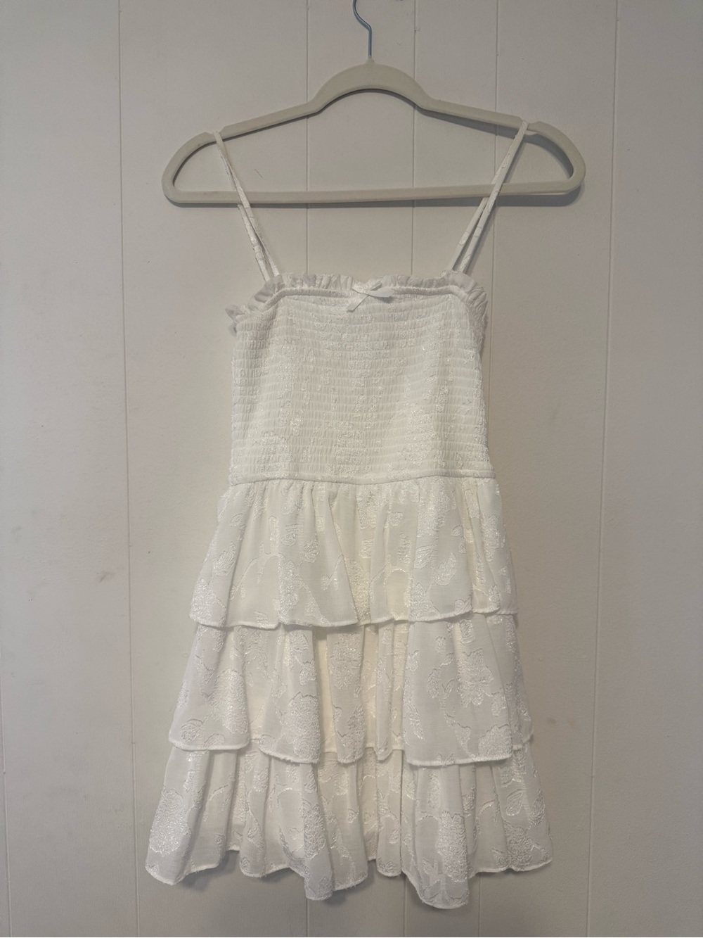 Altar'd State White Tiered Ruffle Mini Dress